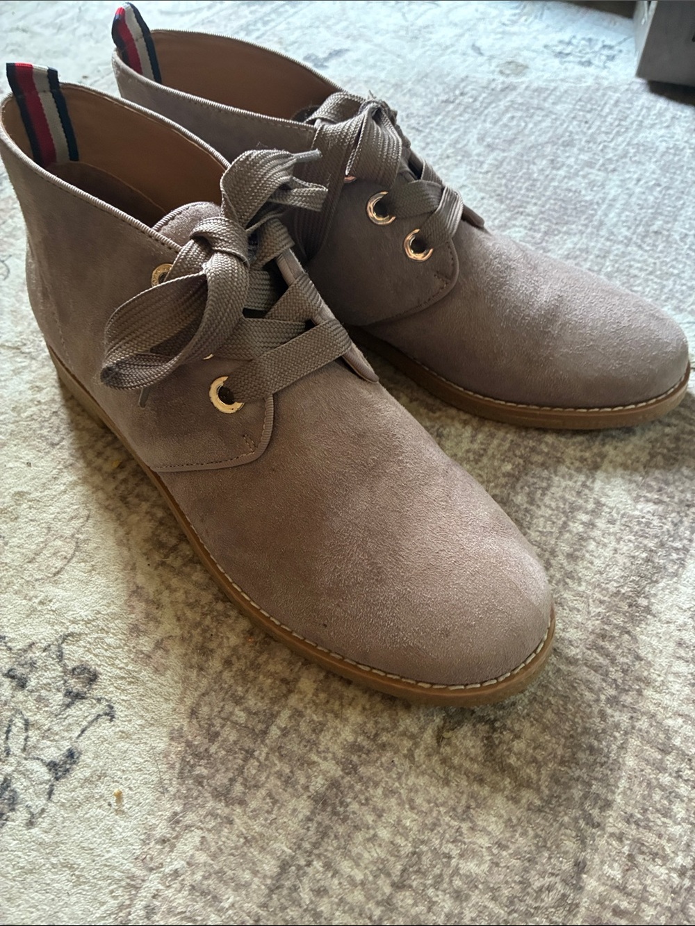 Tommy Hilfiger Desert Chukka Taupe Suede Lace-Up Ankle Booties
